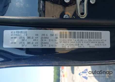 2019 Jeep Cherokee Limited 4X4 from USA, damaged, VIN 1C4PJMDX0KD126199